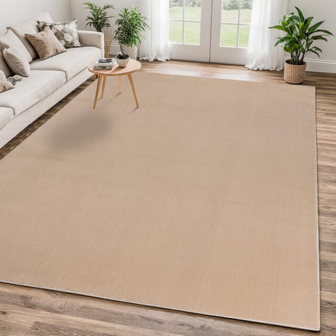 Relax Samba - Wasbaar Effen Vloerkleed - Uni Tapijt - Beige- 140x200 CM