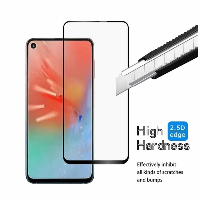 Ntech Screenprotector Geschikt voor Samsung Galaxy A60 full cover Screenprotector Tempered Glass - Zwart