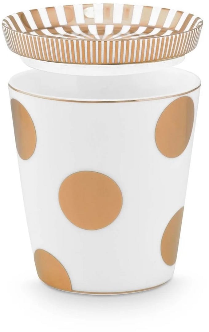 Mok en Theetip Pip Studio Dot Delight White-Gold Small (Set van 2)