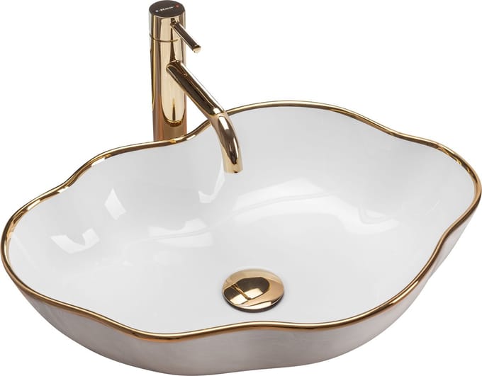 Rea Wastafel Pearl - Rechthoek - Witgoud - 50,5X38X13,5Cm