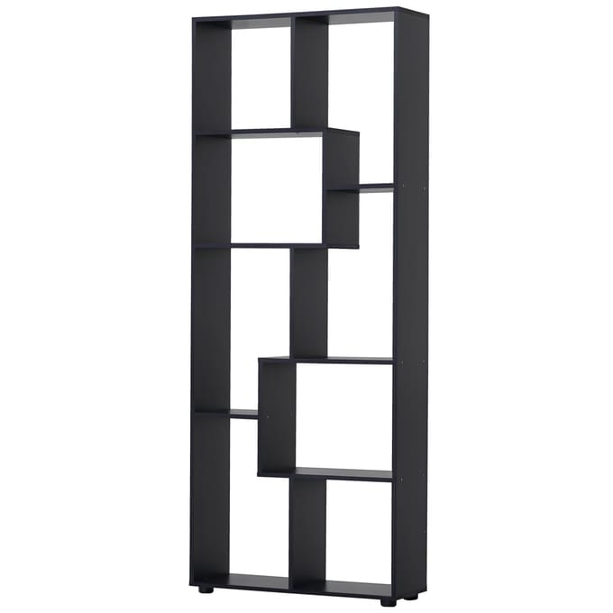 HOMCOM bibliotheekplank Zig zag eigentijds design 70L x 24l x 178H cm spaanplaat zwart