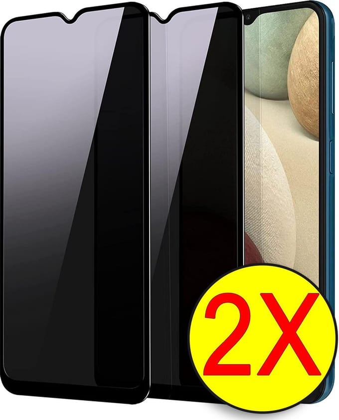 HB Glas Geschikt voor Samsung Galaxy A02S Fullscreen Privacy Screenprotector Gehard Glas - Tempered Glass - Case Friendly - 2 Stuks
