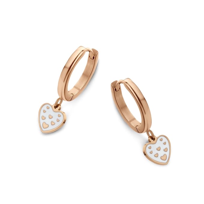 CO88 Collection Beloved 8CE-70107 Stalen Oorringen - Hart 8 mm - Roségoudkleurig