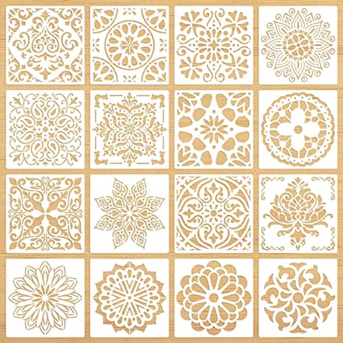 16 Stuks Mandala Sjablonen voor Creatief Schilderen en Handwerk