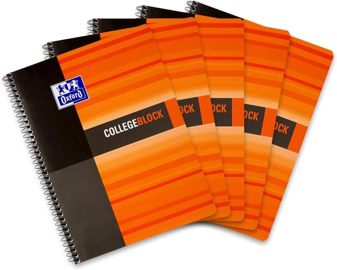 Collegeblok 5-pack met 120 vellen liniatuur 28 - Geruit met dubbele rand