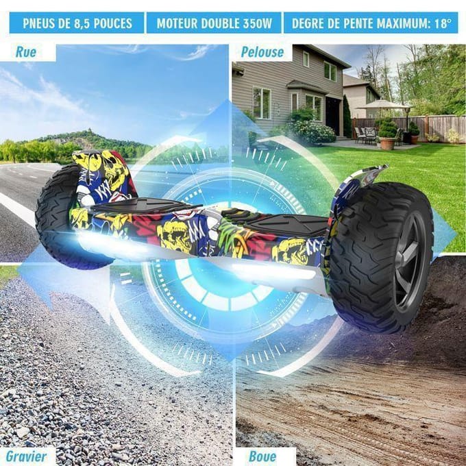 Hoverboard 8,5 inch Hummer All-Terrain LED Bluetooth met Krachtige Motor Ideaal Cadeau Hip-hop