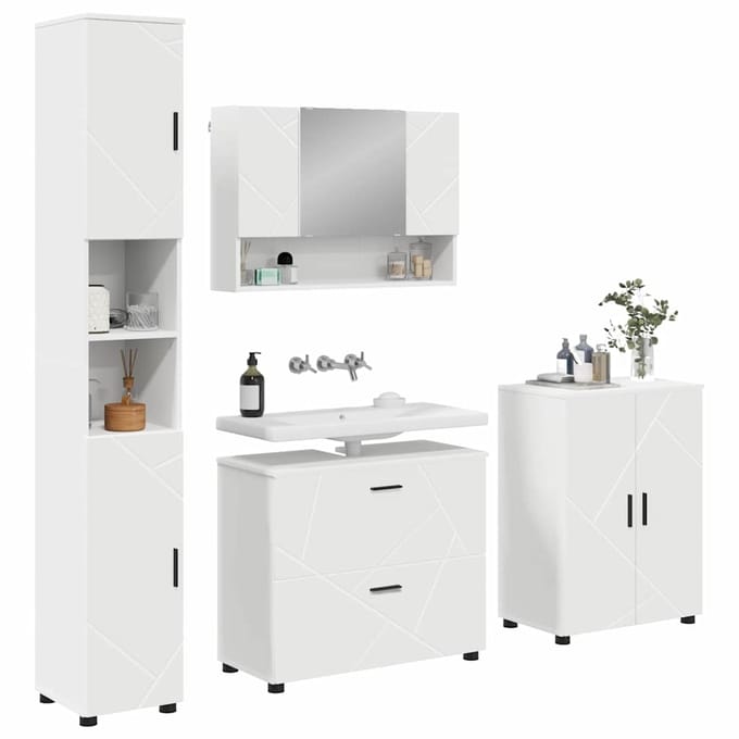 vidaXL - Badkamermeubel - Set - 4 - st - Wit - 35 - x - 30 - x - 192 - cm