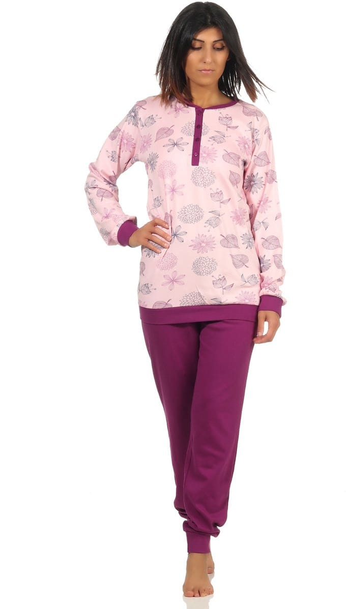 Edele dames Interlock Pyjama lang met manchetten - ook in overmaats formaat - 202 96 105