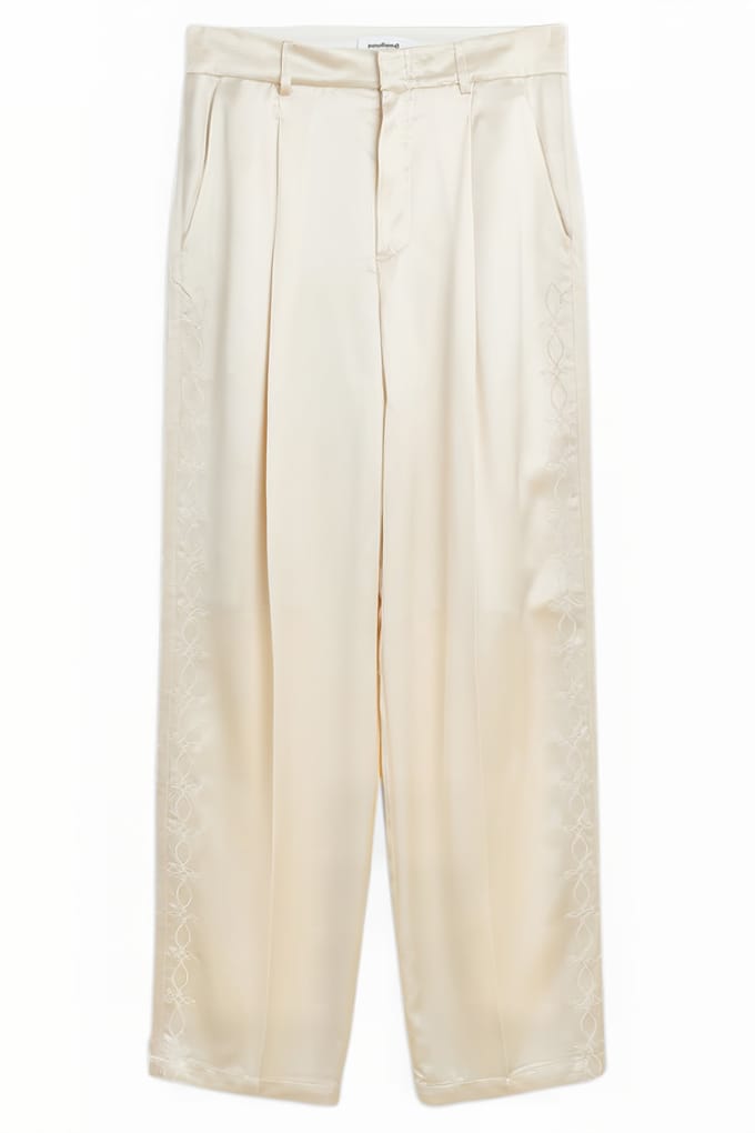 Soulland Ula Embroided Pants Off White Größe: S/M | Straight Jeans Outlet | Unisex | Weiß
