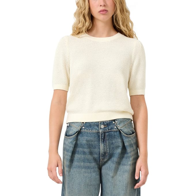 s.Oliver -qs Pullover Shortsleeve Offwhite Maat: S | Sweaters Outlet | Dames | Wit
