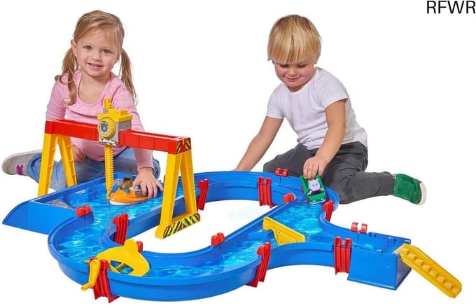 RFWR® Containerhaven Waterbaan voor Kinderen - Speelgoed Set met Containerboot en Amfibievoertuig