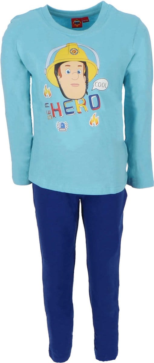 Brandweerman Sam Pyjama - Blauw - Katoen - Maat 122/128