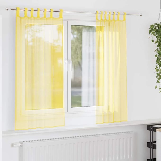 vidaXL - Gordijnen - met - lussen - 2 - st - 140x175 - cm - geel