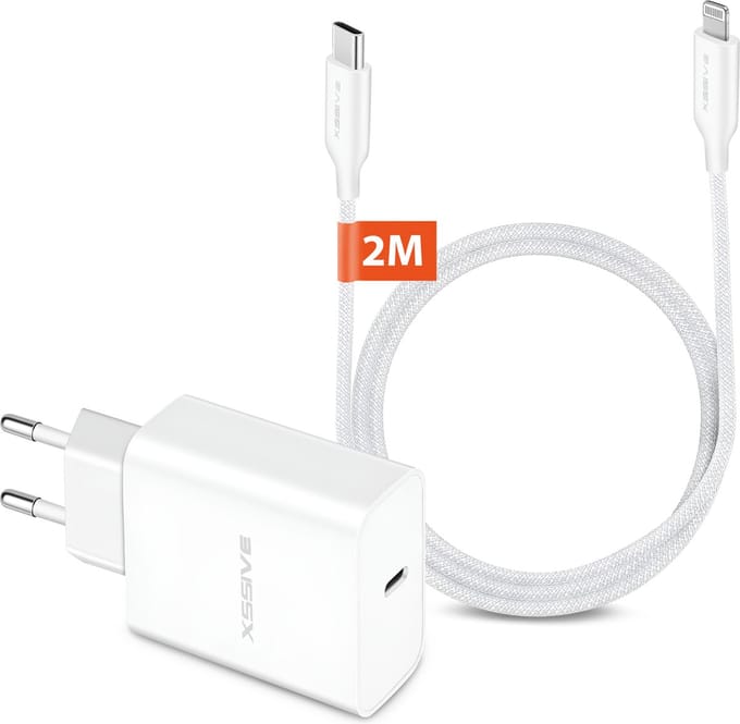 USB C Adapter met Oplader Kabel 2 Meter geschikt voor Apple Lightning, iPhone, iPad en AirPods - 25W Snellader
