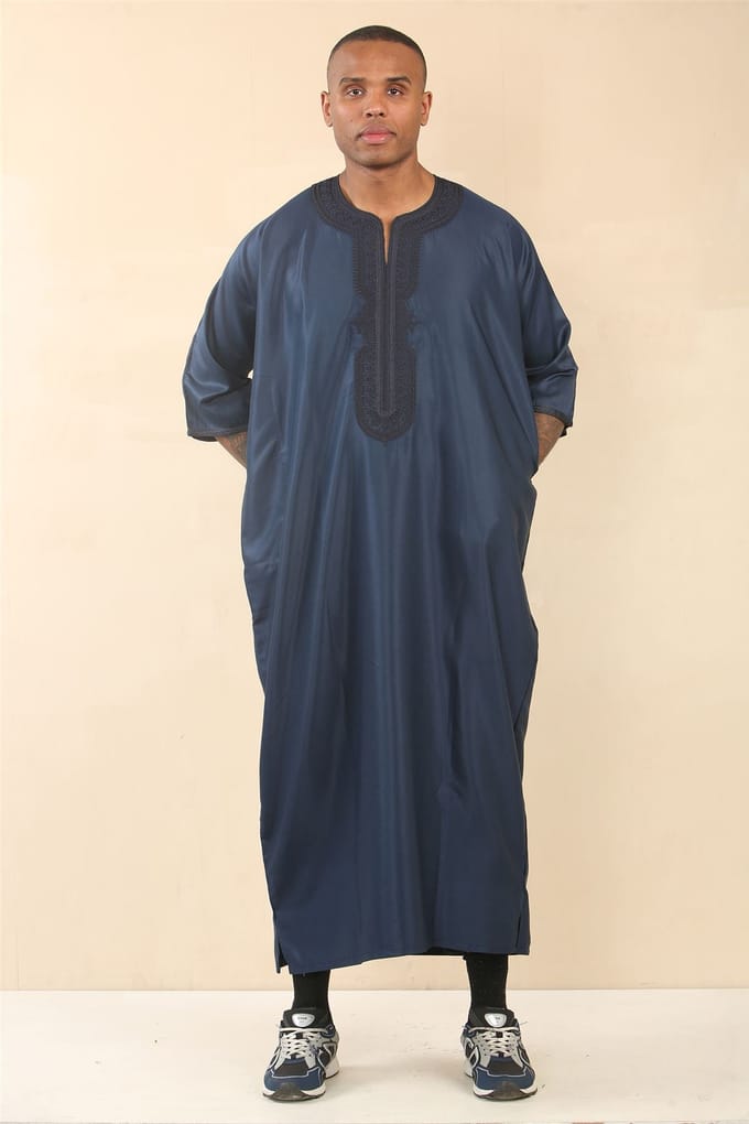 Heren blauwe Marokkaanse Thobe Djellaba Jubba Robe Eid