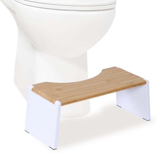 Toiletkrukje - inklapbaar - bamboe - antislip - natuur-wit