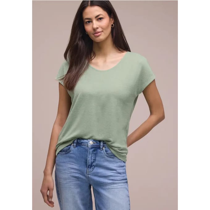 Shirt met overhangende schouders in linnenlook