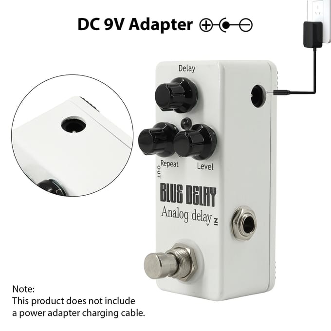 Gitaar Analoog Delay Pedaal Elektrische Gitaar Effect Pedaal True Bypass Zinklegering Shell DC 9V 6.35mm wit