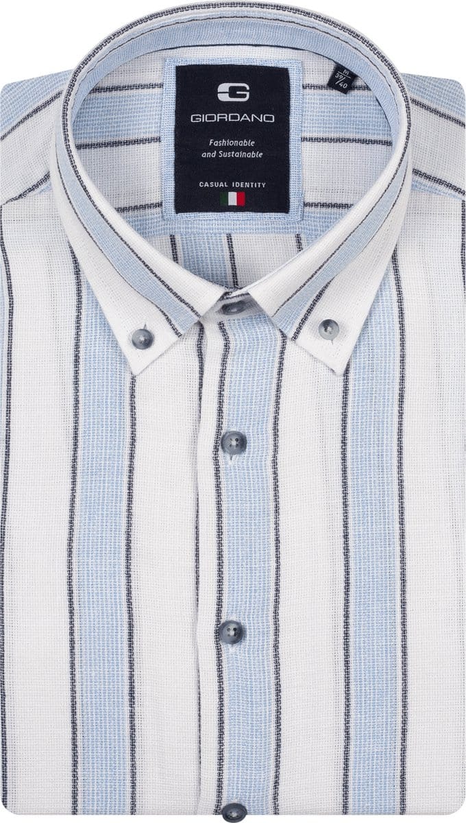Giordano – Loretto – Heren Overhemd- Button Down kraag - Gestreept Overhemd - Navy – 617826-60