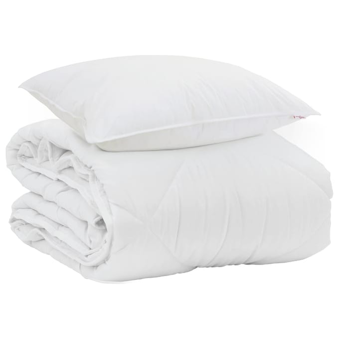 vidaXL - Zomer - Deken - met - kussen - 2 - st - Wit - Microvezel