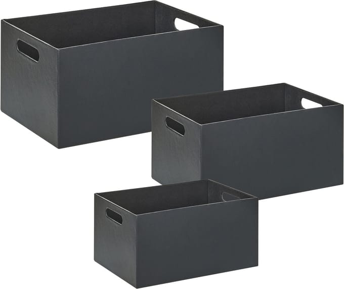 LARSA - Opbergdozen set van 3 - Grafietgrijs - Kunstleer
