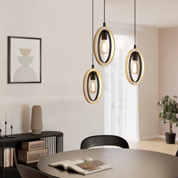 EGLO Basildon Hanglamp - E27 - Ø 61,5 cm - Zwart/Bruin