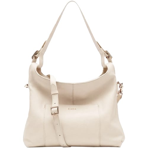 BIASIA Leren schoudertas Pocket Hobo Bag Avorio crème