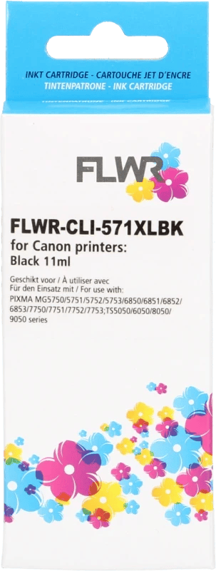FLWR - Inktcartridge / CLI-571XLBK Zwart - Geschikt voor Canon