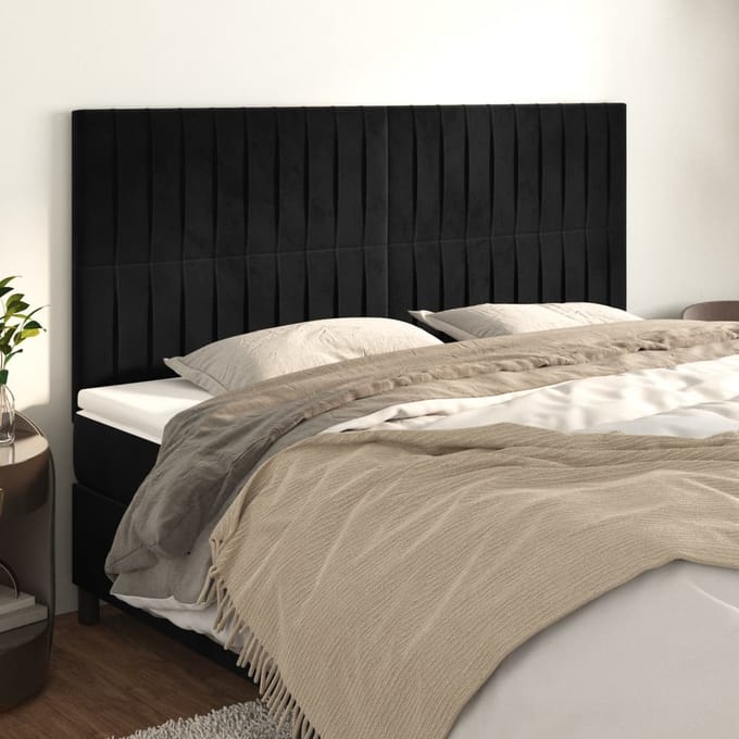 vidaXL - Hoofdbord - zwart - 200x5x118/128 - cm - fluweel