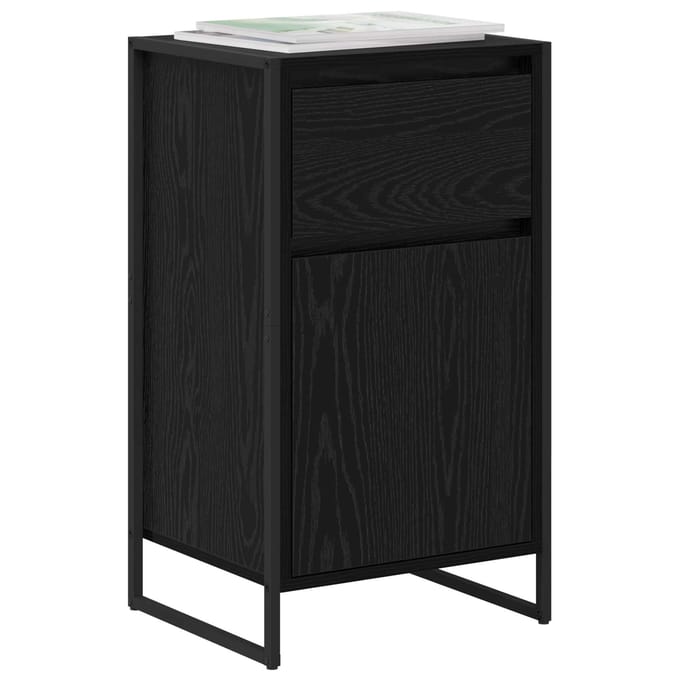 vidaXL - Dressoir - Zwart - Eiken - 43 - x - 36 - x - 75,5 - cm - Bewerkt - hout