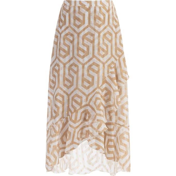 Faina midirok Dames beige wit