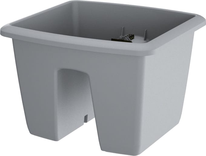 Prosperplast Balkon Plantenpot - lichtgrijs - kunststof - voor op railing - 29 x 29 cm