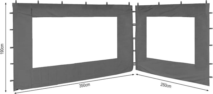 Zijpanelen voor paviljoen 3x4m met raam - Grijs