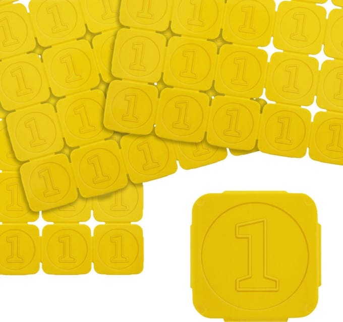 CombiCraft plastic breekmunten met getal 1 in geel - per 10.000 munten