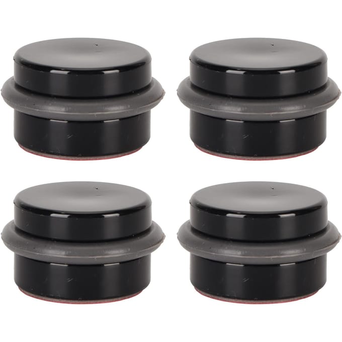 Lot de 4 butées de porte cylindriques en plastique noir, silencieuses et anti-chocs