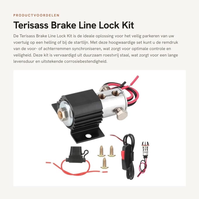 Dailygoods - Brake Line Lock Kit - Stalen Solenoïde voor 12-16V Voertuigen