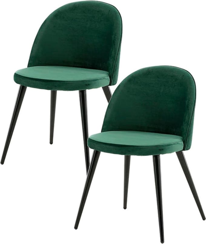 Skagen eetkamerstoel velours groen,zwart.