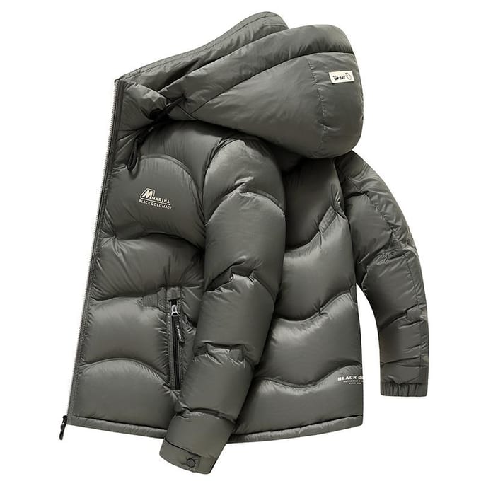Veste Courte Épaissie d'Hiver pour Homme, Veste en Duvet Décontractée à Capuche Résistante au Froid L bleu