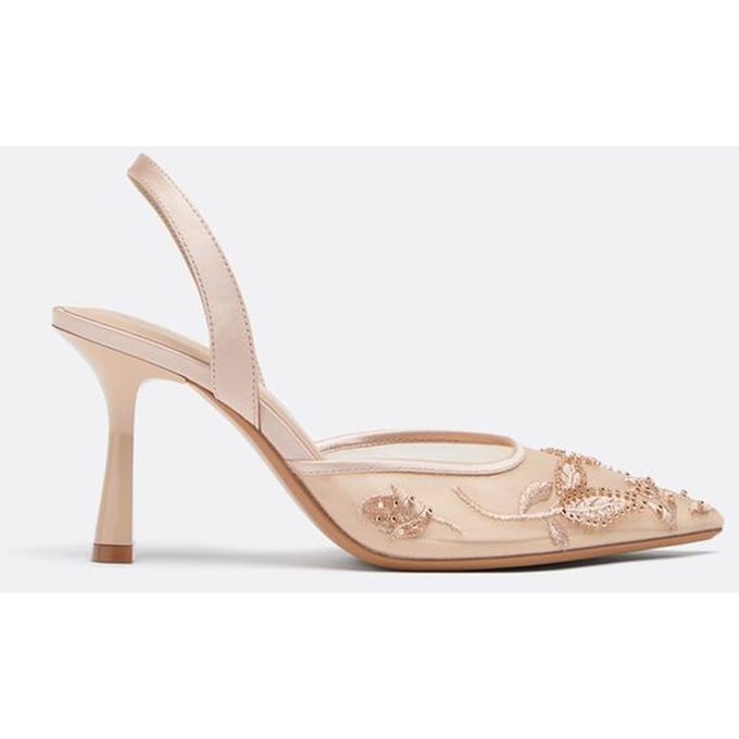 Stradivarius Mesh stras hakken  BEIGE 35