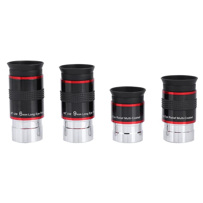 1.25  68 degrees  Ultra Wide Angle FMC Eyepiece Kit 6+9+15+20mm for Astro Telescope black