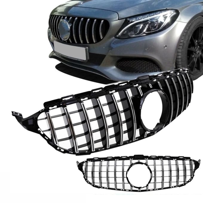 Grill Compatible met Mercedes C-Klasse W205 2014-2018 Chrome