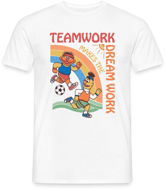 Sesamstraat Ernie En Bert Teamwork T-Shirt Heren