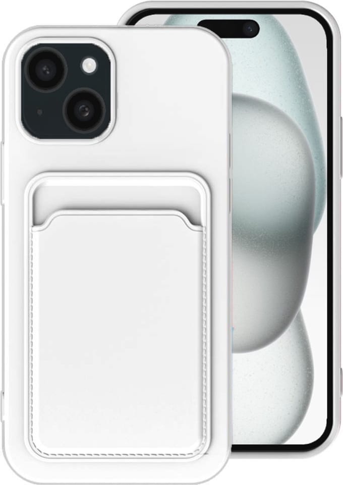 Smartphonica Telefoonhoesje Geschikt voor iPhone 15 Plus met pasjeshouder - TPU backcover with cardslot - Wit geschikt voor iPhone 15 Plus