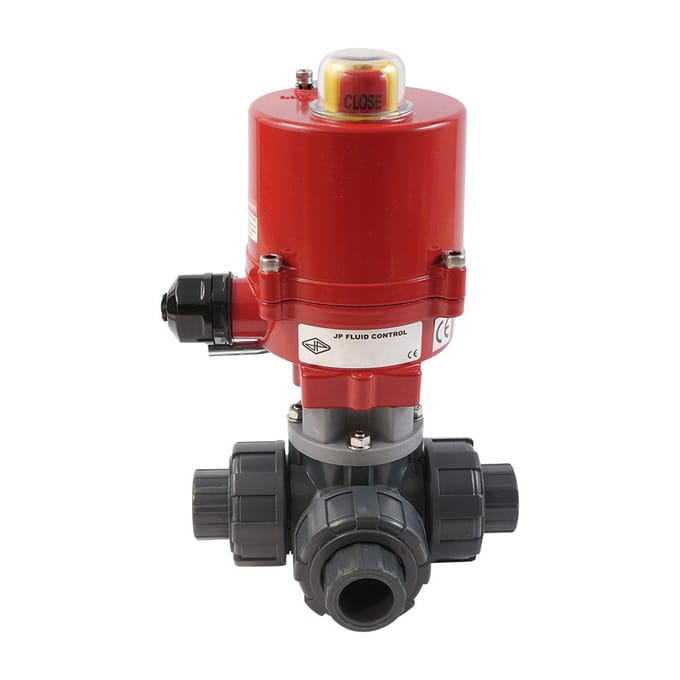 G 2 Inch L-Port 3-Weg PVC Elektrische Kogelklep 12 V AC/DC PTFE/EPDM