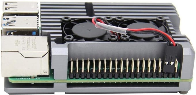 Aluminium Koelbehuizing voor Raspberry Pi 4 met Dubbele Ventilator - Optimale Koeling, Grijs