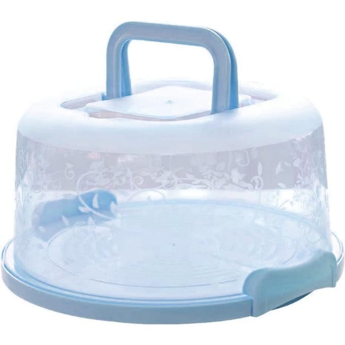 Boîte de conservation des aliments portable pour cupcakes avec poignée, boîte à gâteaux transparente bleu