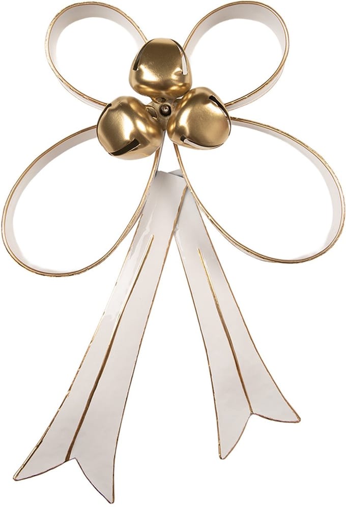 Clayre & Eef Decoratie Strik 27x7x39 cm Wit Metaal
