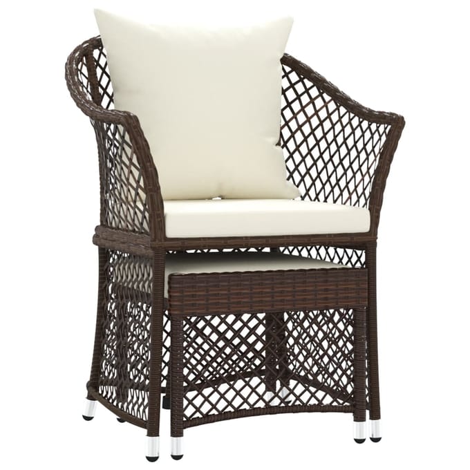 vidaXL - 2-delige - Loungeset - met - kussens - poly - rattan - bruin