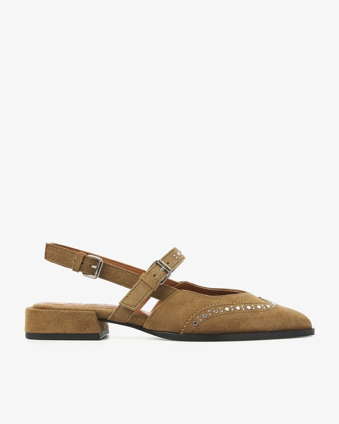VIA VAI Jazz Yael Slingbacks Dames - Suède - Beige - Maat 40