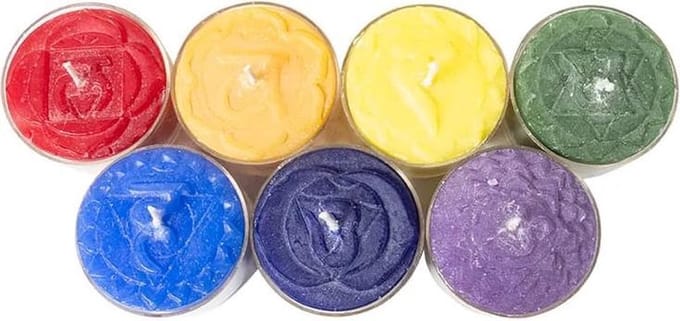 Geurkaarsen set 'Chakra', waxinelichtjes